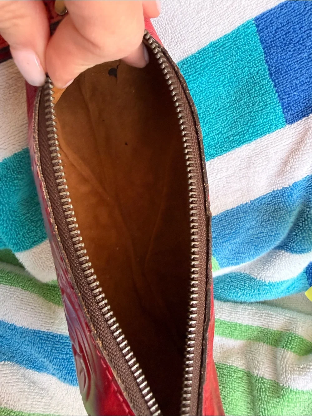 Patricia Nash Red Embossed Leather Cosmetic Case